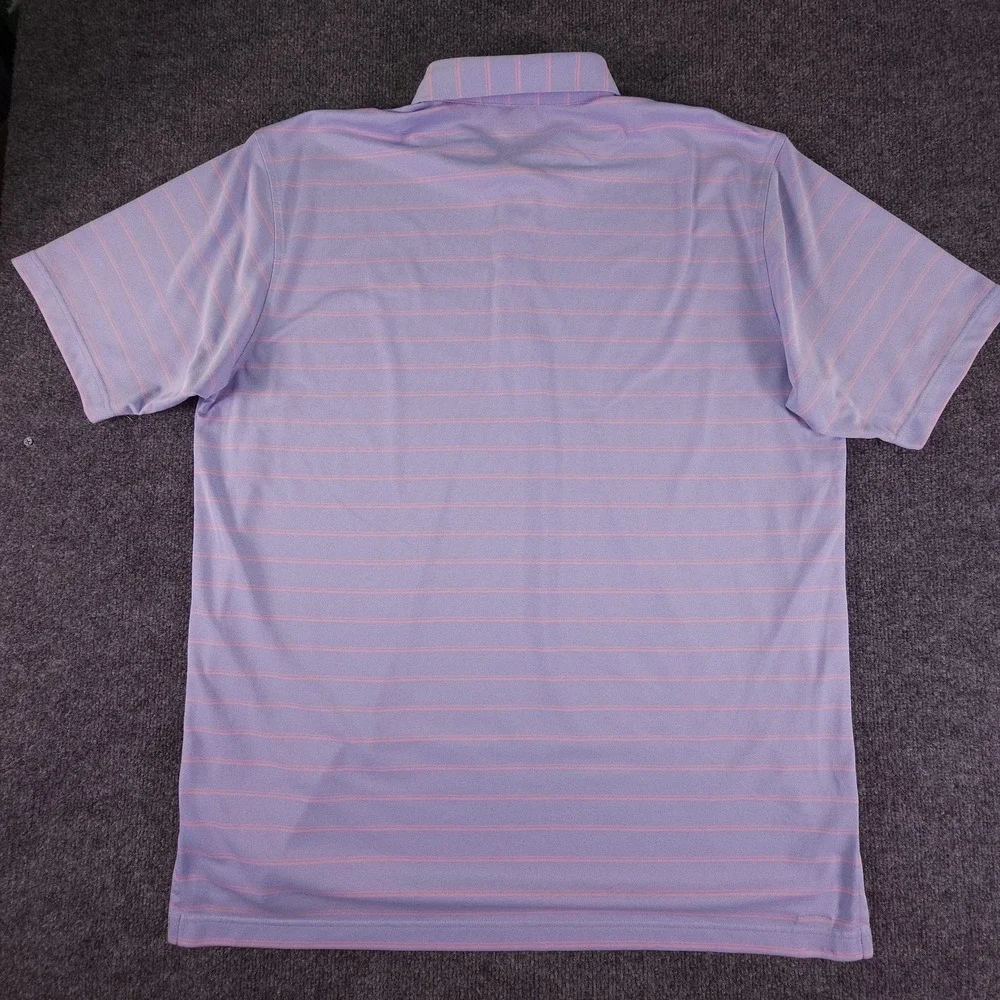 Turtleson‎ Polo Shirt Mens XL Lavender Pink Striped Vesper Golf Performance Flex